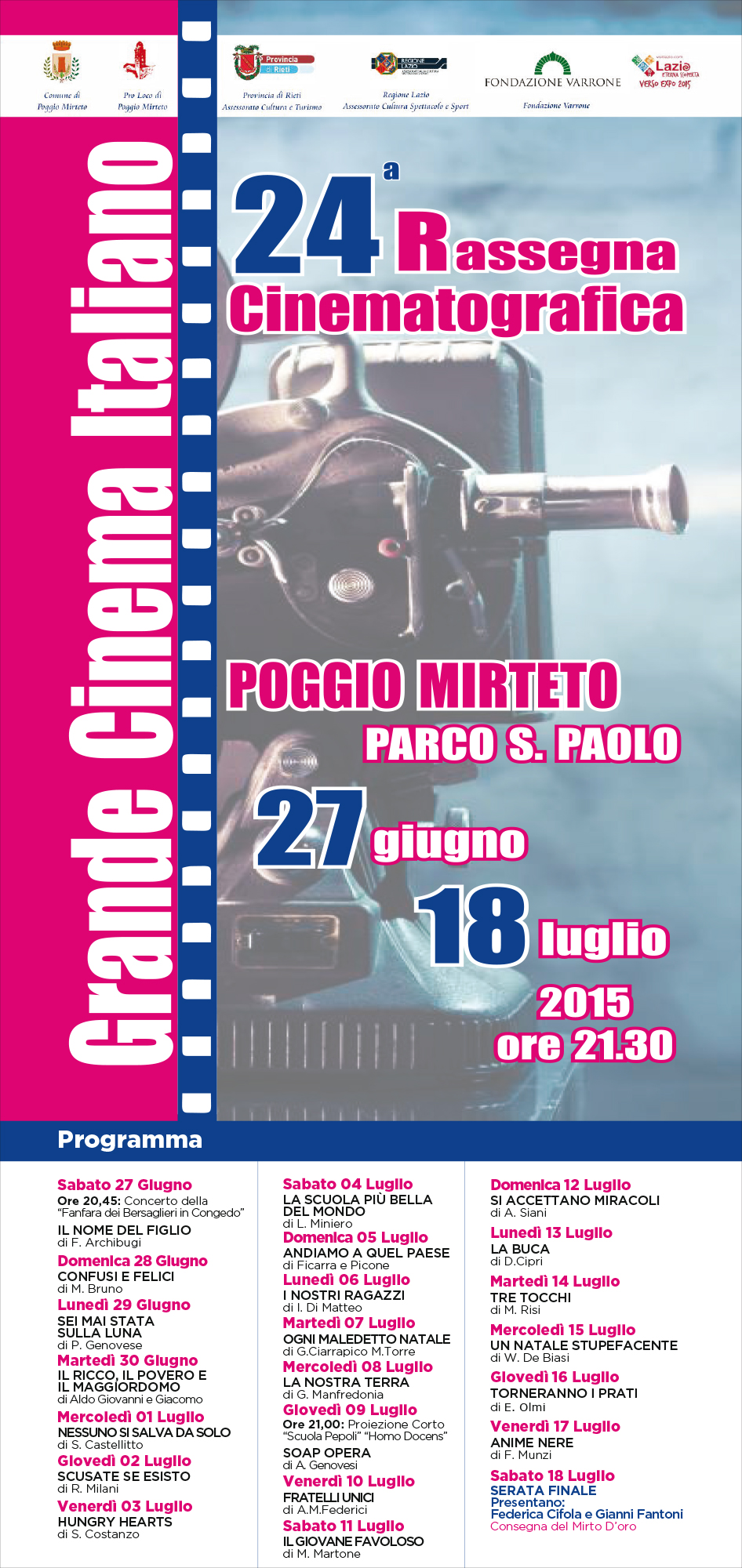 Rassegna Cinematografica Mirtense - 24 edizione - Poggio Mirteto (RI)